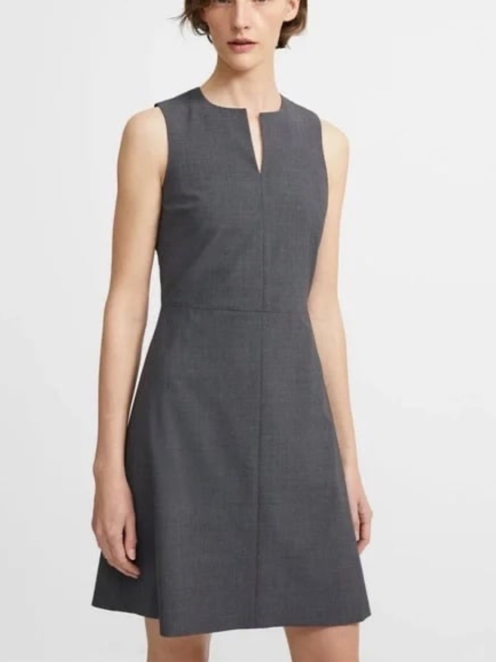 Theory Size 6 Miyani Charcoal Gray Sleeveless Dress Wool Blend